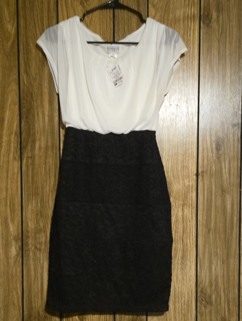 Enfocus Studio White Pleated Neckline Dress